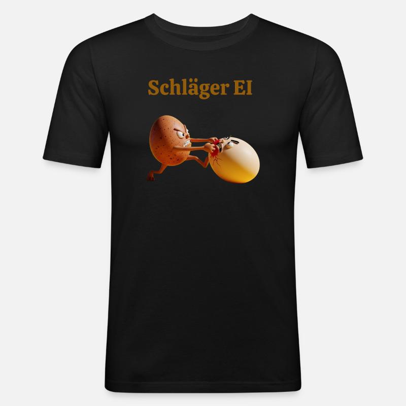 Schläger Ei – Lustiger Eierkampf - Männer Slim Fit T-Shirt - Schwarz