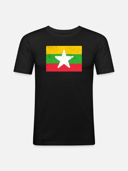 Drapeau du Myanmar - T-shirt près du corps Homme - noir