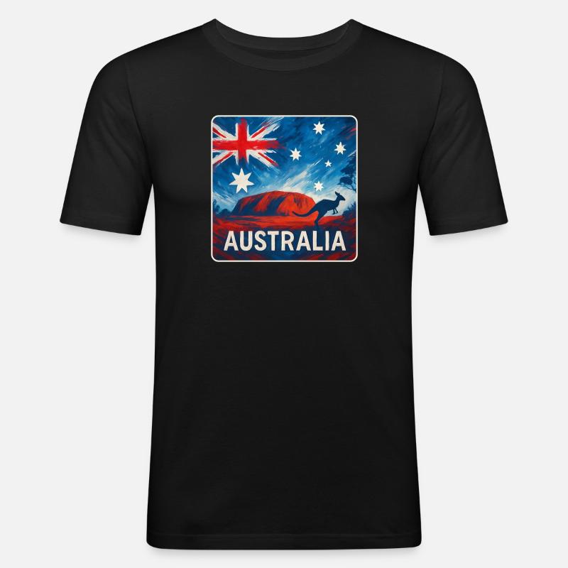 Australien Outback Design - Männer Slim Fit T-Shirt - Schwarz