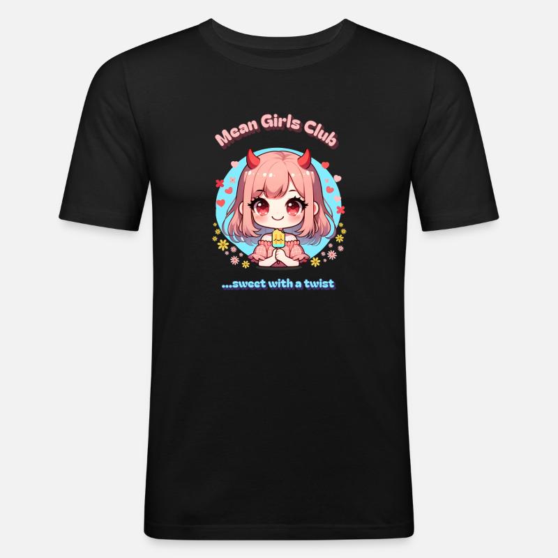 süßes Teufelchen gemeines Mädchen Kawaii Sommer - Männer Slim Fit T-Shirt - Schwarz