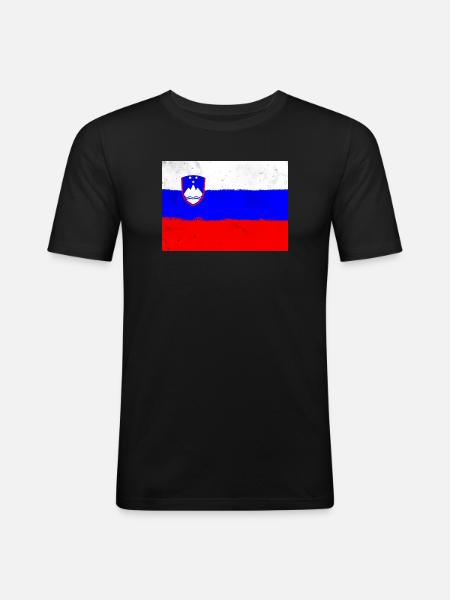 Flag of Slovenia - Men's Slim Fit T-Shirt - black