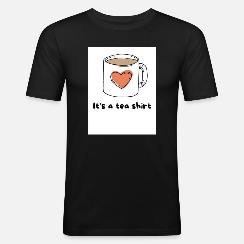 Herz Kaffeebecher Tee Shirt Design - Männer Slim Fit T-Shirt - Schwarz