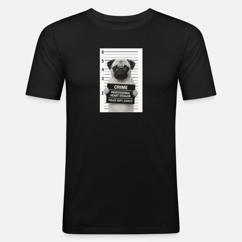 Verbrecherischer Mops - Männer Slim Fit T-Shirt - Schwarz