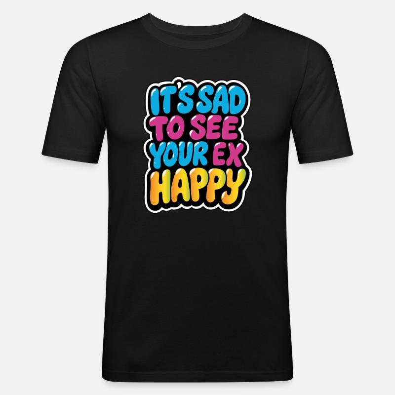 Fargerik trist til glad eks-meme-design - Slim Fit T-skjorte for menn - svart