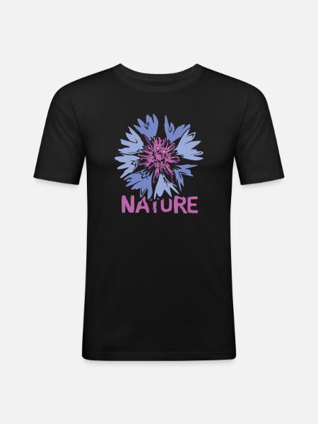 Flowers Nature Design – Wildflower Illustration - Men's Slim Fit T-Shirt - black