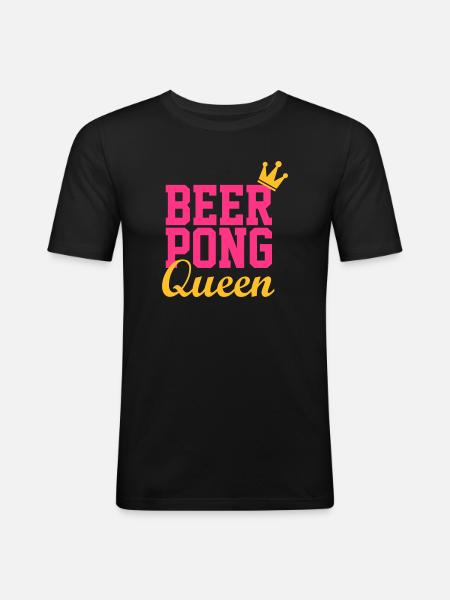 Bier Pong Königin 3 - Männer Slim Fit T-Shirt - Schwarz