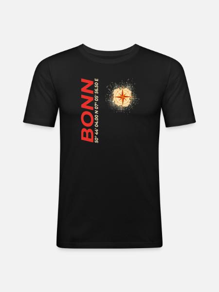 Bonn - Männer Slim Fit T-Shirt - Schwarz
