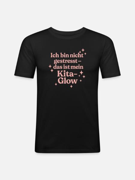 Ich bin nicht gestresst... (rosa) - Männer Slim Fit T-Shirt - Schwarz