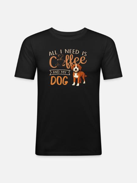 Café, chien et moi - T-shirt près du corps Homme - noir