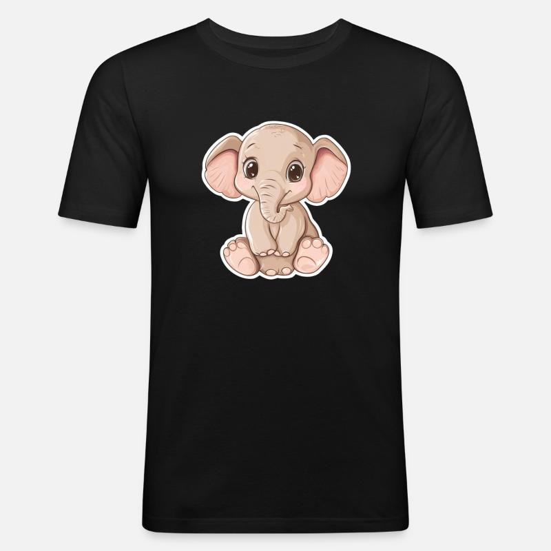 Elefant - Männer Slim Fit T-Shirt - Schwarz