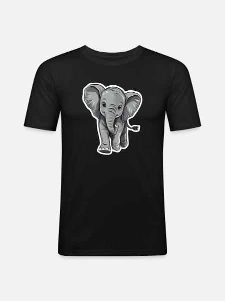 Éléphant - T-shirt près du corps Homme - noir