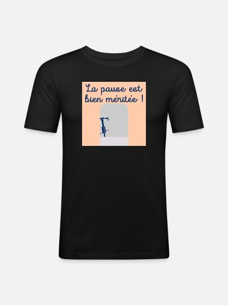 Vélo Cyclisme Pause - T-shirt près du corps Homme - noir
