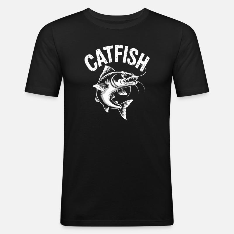 Conception de pêche d’aventure au poisson-chat - T-shirt près du corps Homme - noir
