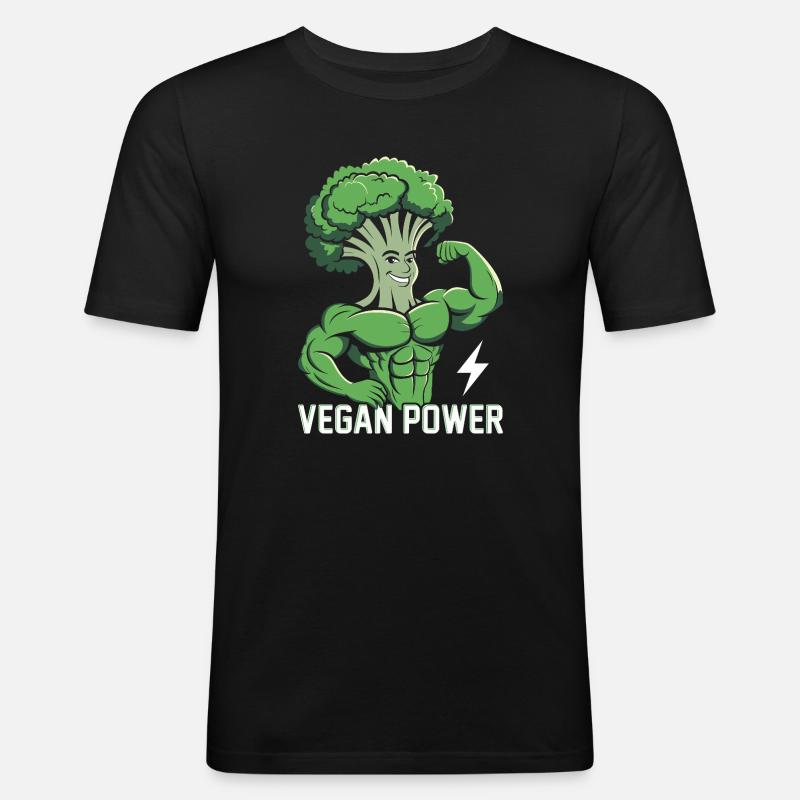 Vegane Power - Männer Slim Fit T-Shirt - Schwarz