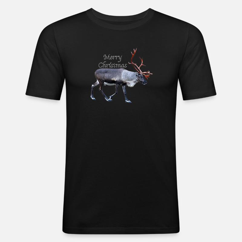 Frohe Weihnachten - Männer Slim Fit T-Shirt - Schwarz