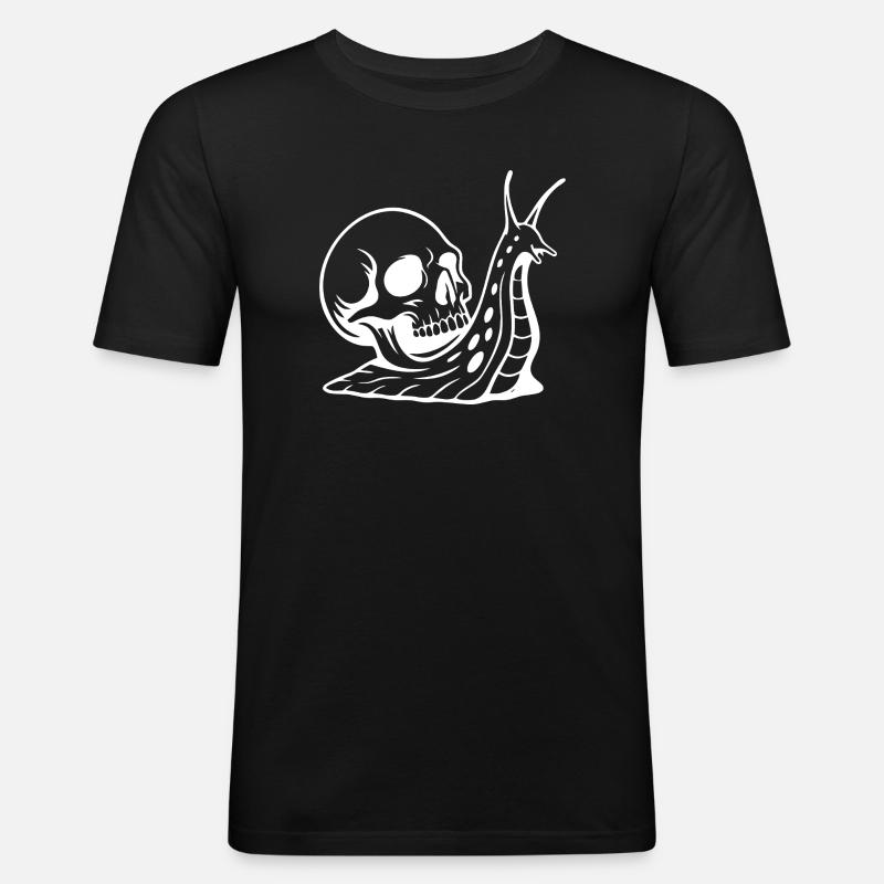Gothic Totenschädel mit Schlangen-Design - Männer Slim Fit T-Shirt - Schwarz