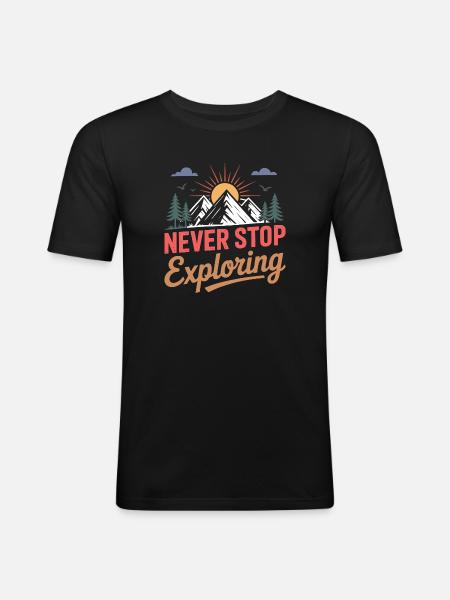 Mountains - Never Stop Exploring - Men's Slim Fit T-Shirt - black