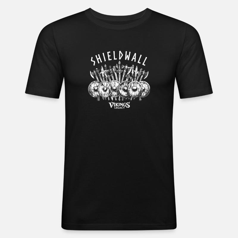 Shieldwall - der Schildwall der Wikinger - Männer Slim Fit T-Shirt - Schwarz