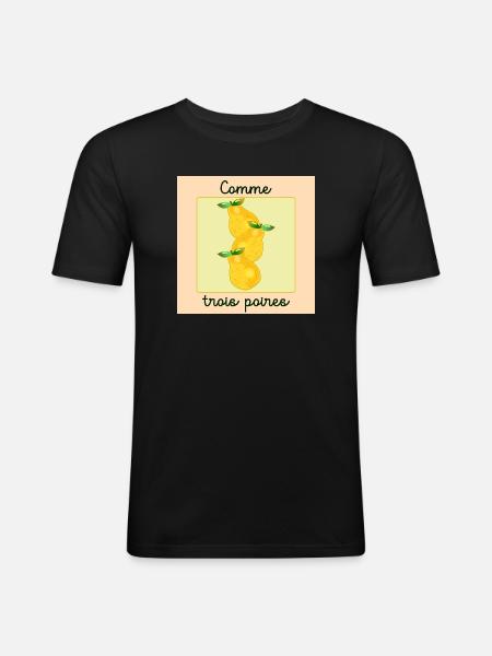 Haut comme trois poires - T-shirt près du corps Homme - noir