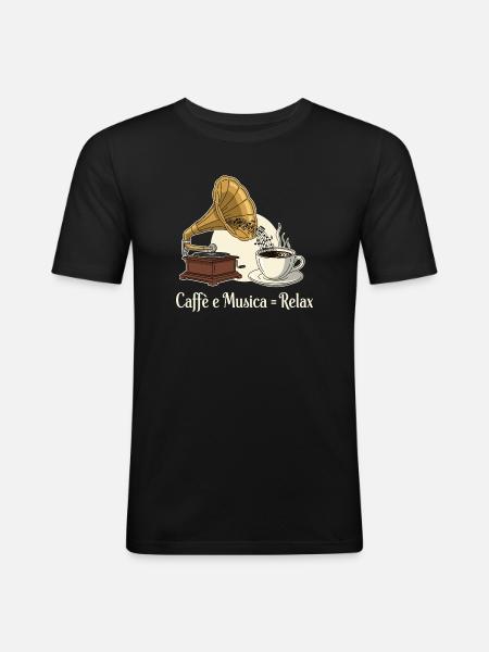 Caffè e Musica = Relax - Men's Slim Fit T-Shirt - black