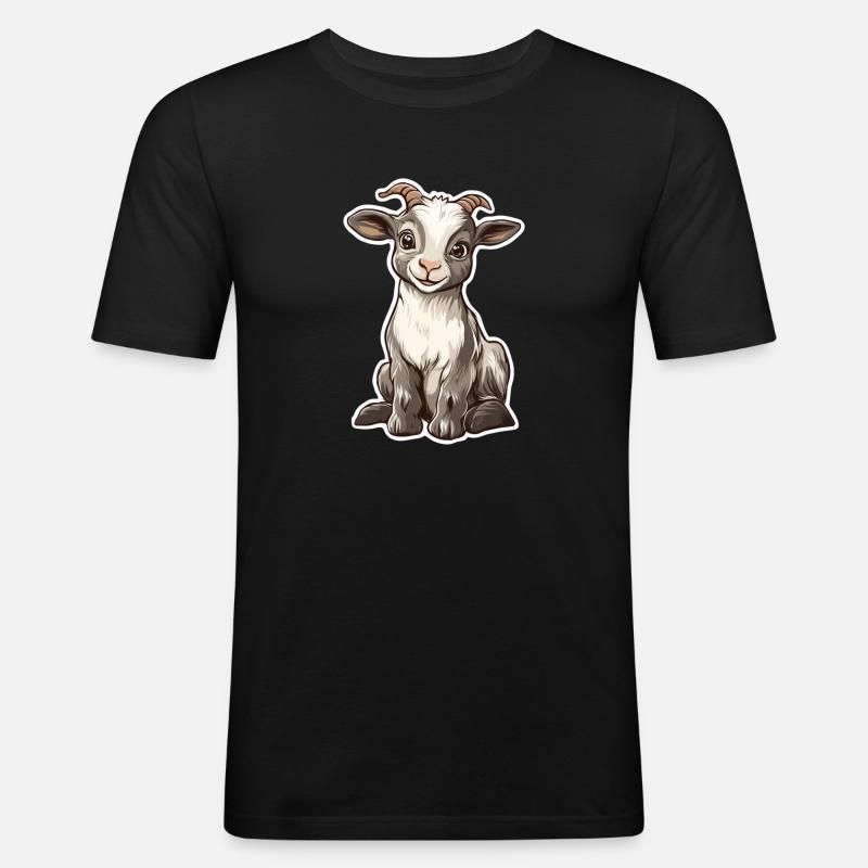 Ziege - Männer Slim Fit T-Shirt - Schwarz