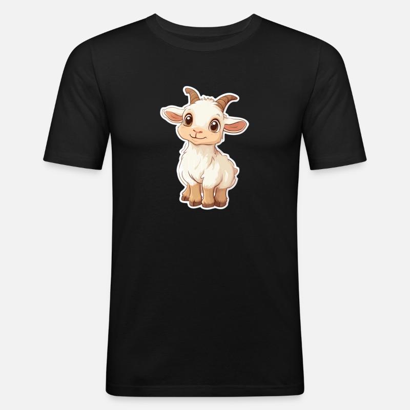 Ziege - Männer Slim Fit T-Shirt - Schwarz