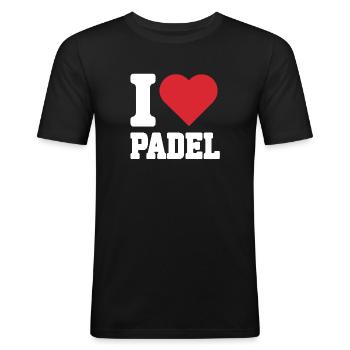 J’adore le padel - T-shirt près du corps Homme - noir - Devant - Nik (191cm)