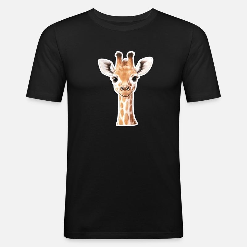Giraffe - Männer Slim Fit T-Shirt - Schwarz