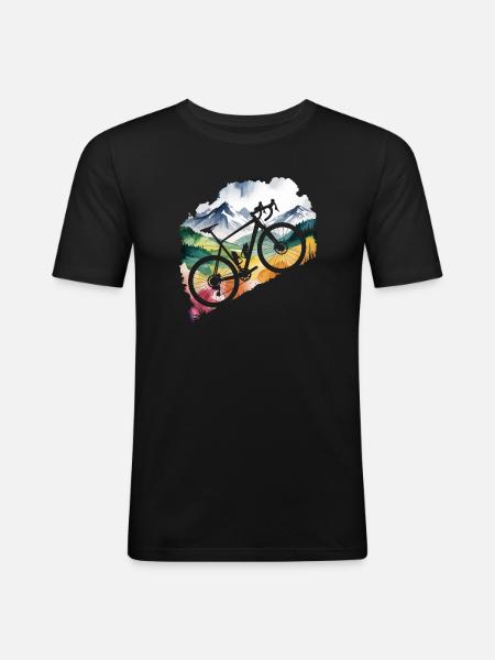 Mountain Biking Adventure Scene - Men's Slim Fit T-Shirt - black