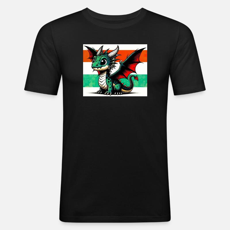 Drache - Männer Slim Fit T-Shirt - Schwarz