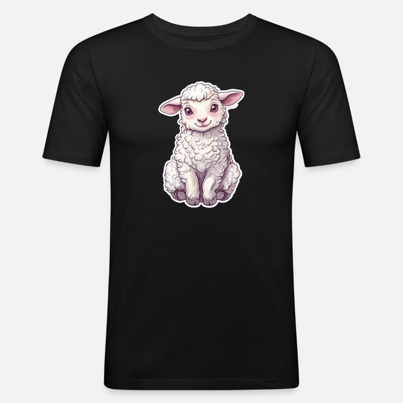 Schaf - Männer Slim Fit T-Shirt - Schwarz