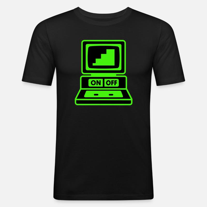Computer Minimal Pop-Art - Männer Slim Fit T-Shirt - Schwarz