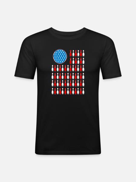 USA flag Patriotic Bowling Pins Pattern - Men's Slim Fit T-Shirt - black