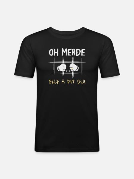 She Said Proposal Engagement - Men's Slim Fit T-Shirt - black
