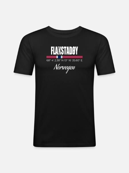 FLAKSTADØY - Männer Slim Fit T-Shirt - Schwarz