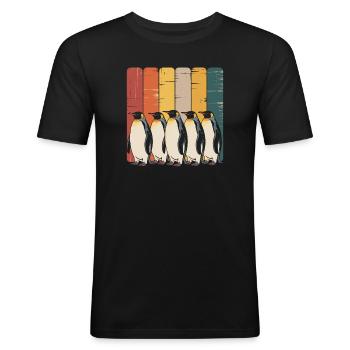 Farbenfrohe Pinguin-Kollektion - Männer Slim Fit T-Shirt - Schwarz - Vorne - Nik (191cm)