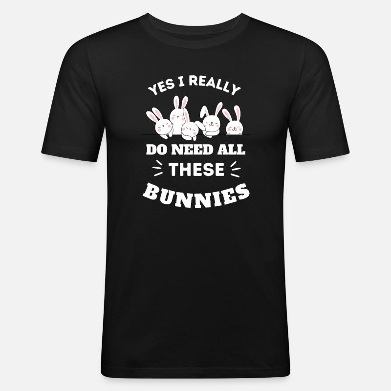 Whimsical Bunny Squad Tee Design - Men's Slim Fit T-Shirt - black