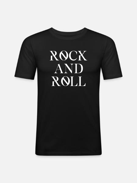 Rock'n'Roll Typografie Design - Männer Slim Fit T-Shirt - Schwarz