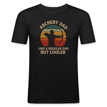Bogenschießen Papa Retro Sonnenuntergang Design - Männer Slim Fit T-Shirt - Schwarz - Vorne - Nik (191cm)