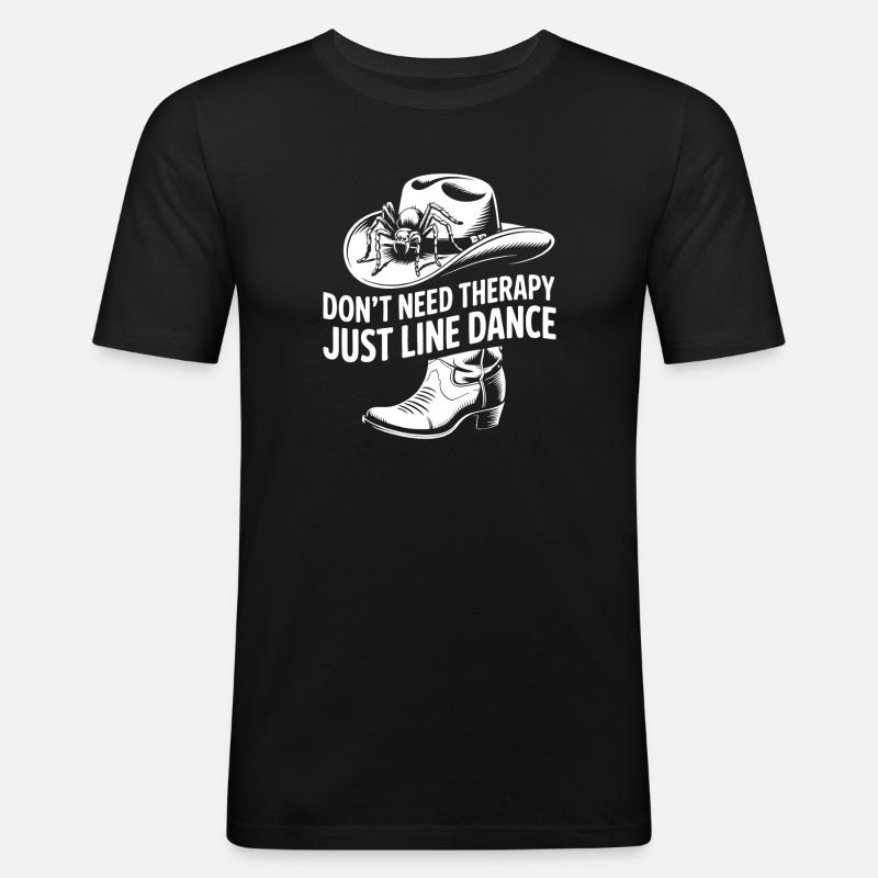 Line Dance Cowboy Statement - Männer Slim Fit T-Shirt - Schwarz