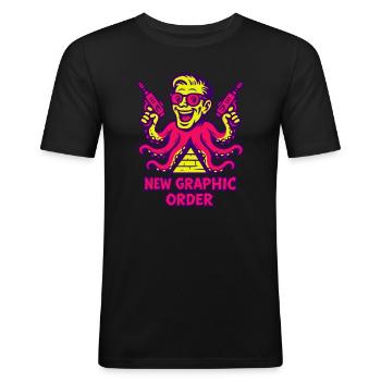 Nouvel ordre graphique Supermotiv - T-shirt près du corps Homme - noir - Devant - Nik (191cm)