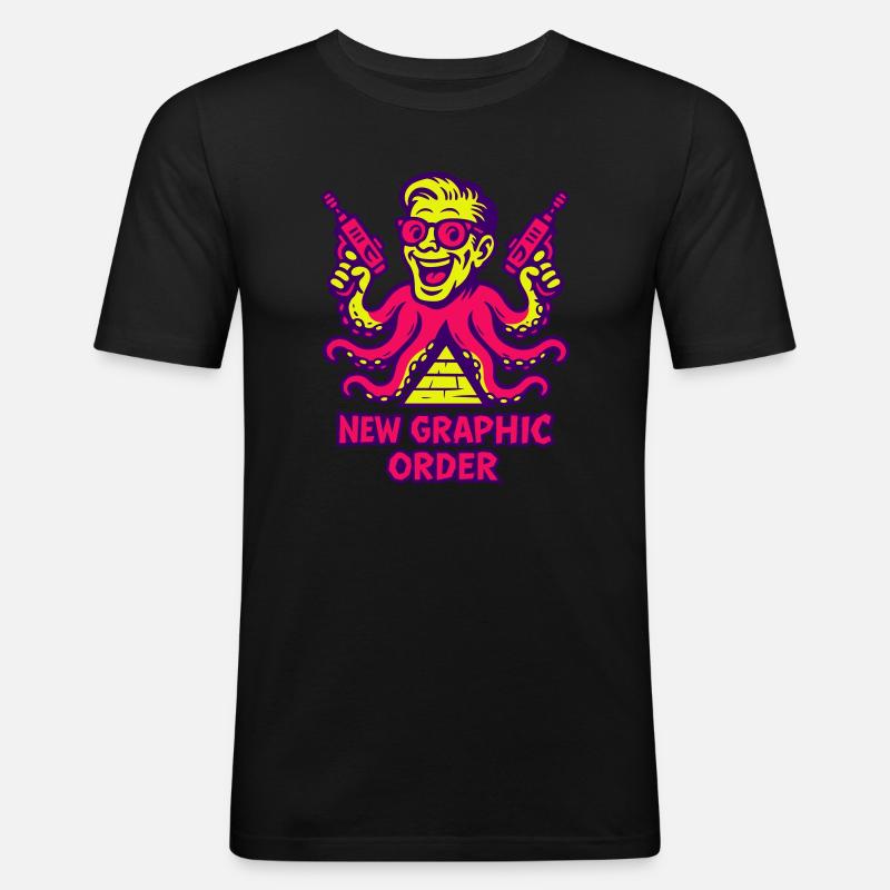 New Graphic Order Supermotiv - Männer Slim Fit T-Shirt - Schwarz