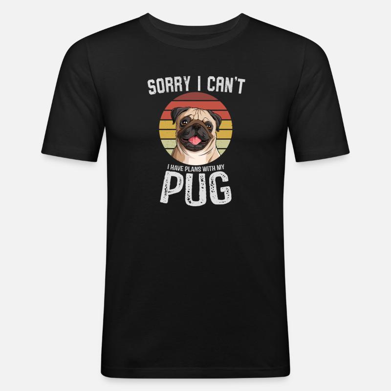 Humorvoller Mops mit Textdesign - Männer Slim Fit T-Shirt - Schwarz