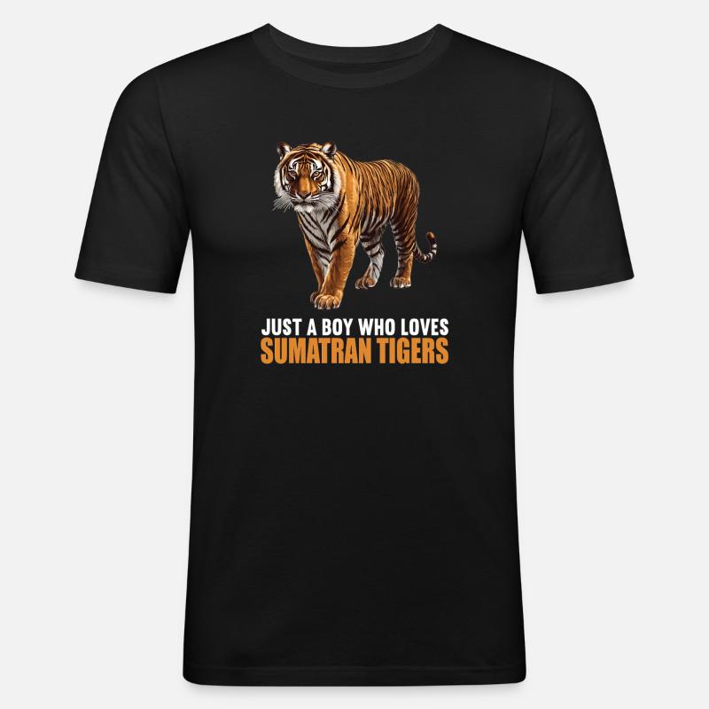 Sumatra-Tiger - Männer Slim Fit T-Shirt - Schwarz