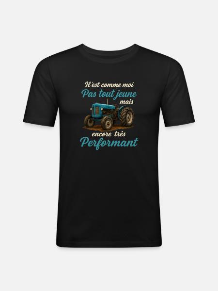 Traktorbauer Humor - Männer Slim Fit T-Shirt - Schwarz