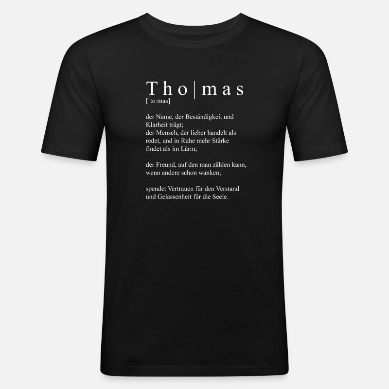 Thomas Definition Typografie  - Männer Slim Fit T-Shirt - Schwarz