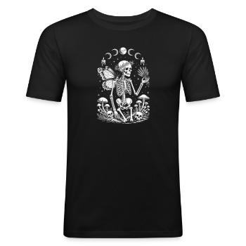 Gothic Skelett Fee mit Mondphasen - Männer Slim Fit T-Shirt - Schwarz - Vorne - Nik (191cm)