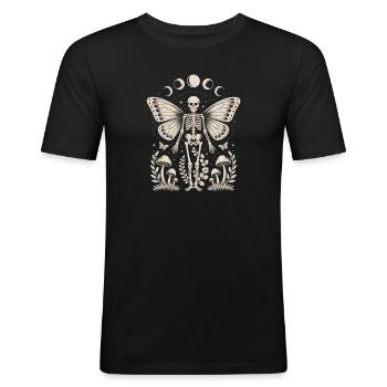Gothic Skelett Fee mit Mondphasen - Männer Slim Fit T-Shirt - Schwarz - Vorne - Nik (191cm)