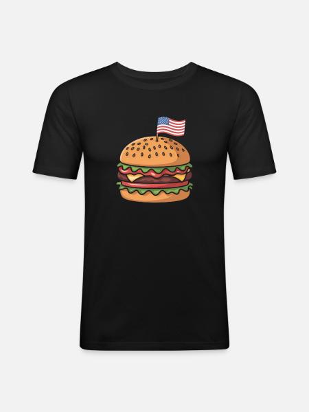 Cheeseburger Patriotic Independence Day 4th of - Men's Slim Fit T-Shirt - black