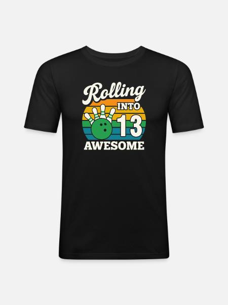 Retro Bowling 13th Birthday Tee - Men's Slim Fit T-Shirt - black